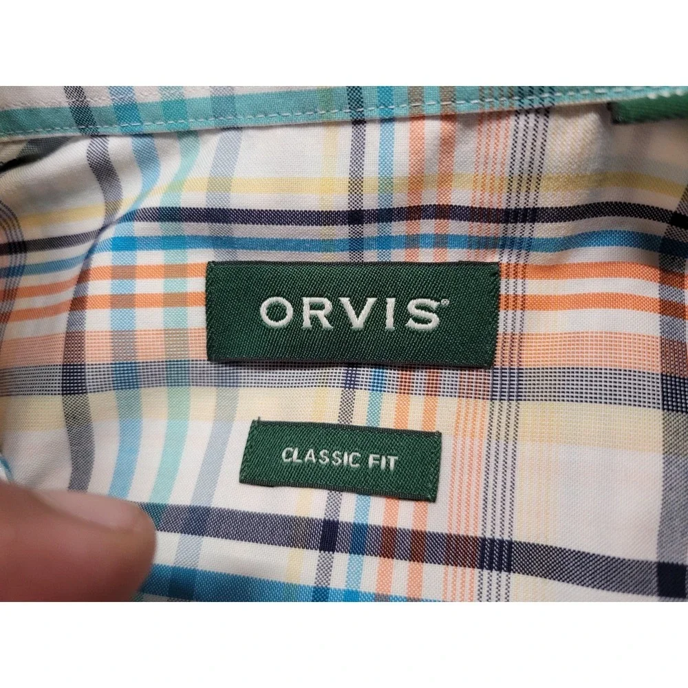 Orvis Shirt Men Medium Multi Plaid Long Sleeve Button Down Outdoors Fishing Camp - Picture 7 of 16